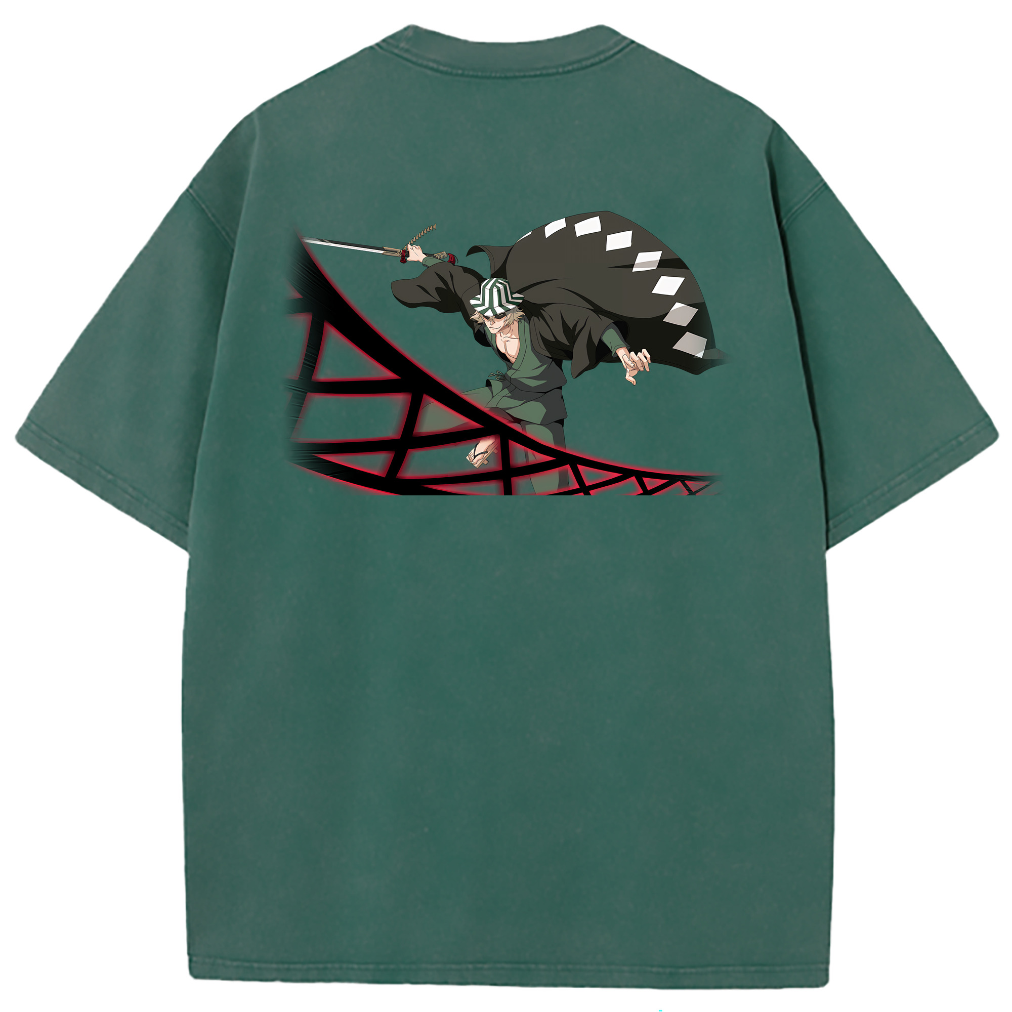 （画像用） "ブリーチ 浦原 喜助（うらはら きすけ） BLEACH Urahara Kisuke " 綿100% ヴィンテージ風 半袖Tシャツ（背面プリント）